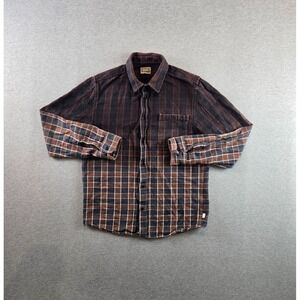 Altamont Flannel Mens Large Brown Ombre Long Sleeve Plaid Button Up Skate Grunge